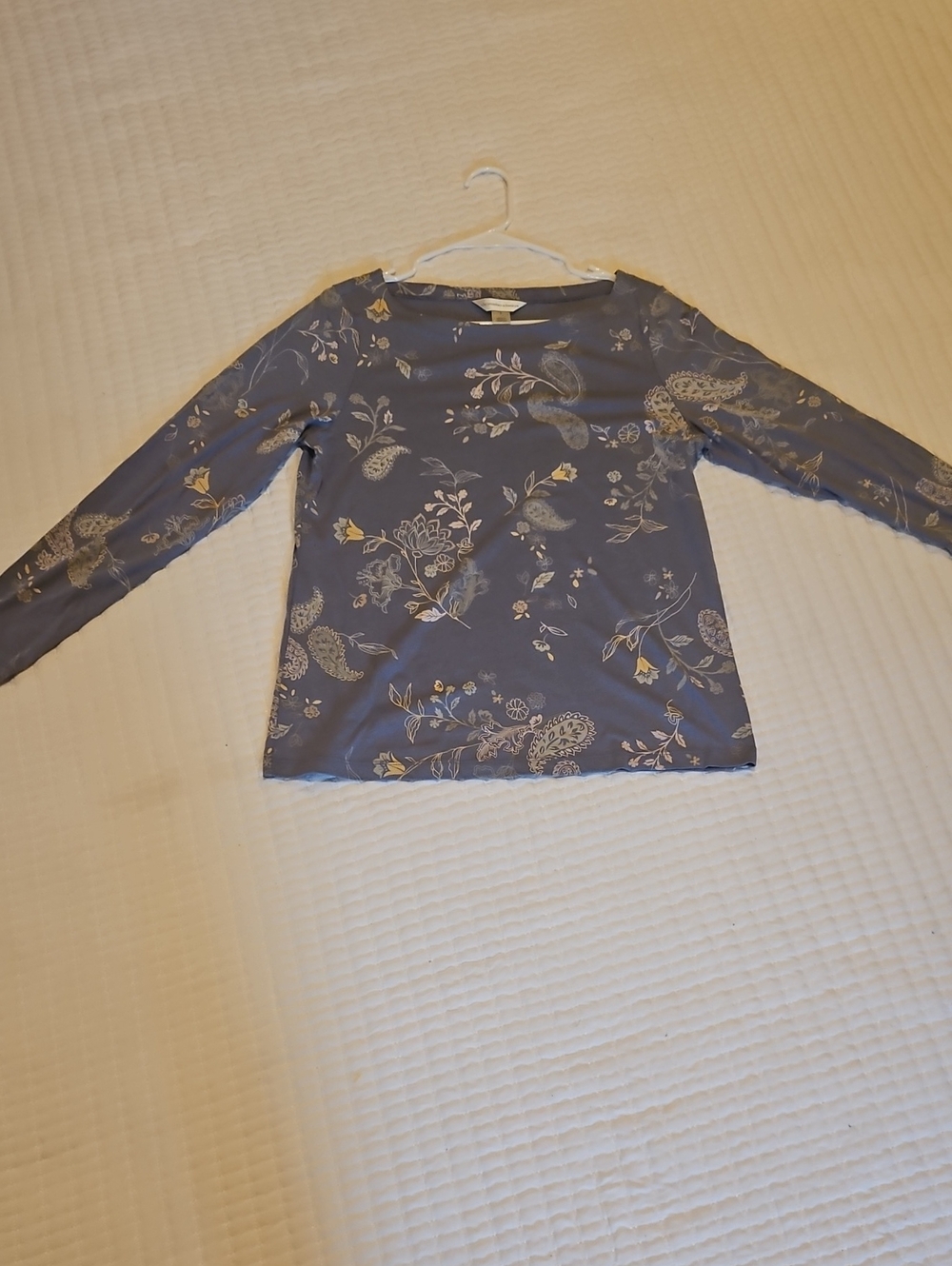 Christopher & Banks Blue Floral Long-Sleeve Top